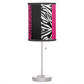Hot Pink Leopard and Zebra Custom Animal Print Table Lamp (Left)
