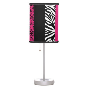 Hot Pink Leopard and Zebra Custom Animal Print Table Lamp