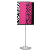 Hot Pink Leopard and Zebra Custom Animal Print Table Lamp (Front)
