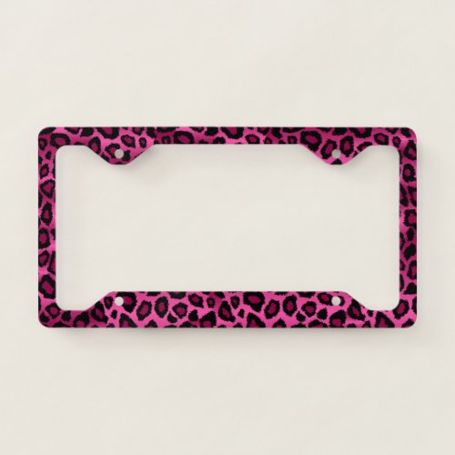 Hot Pink Leopard Animal Print License Plate Frame