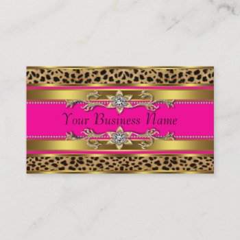 Hot Pink Leopard Business Cards by CorporateCentral at Zazzle