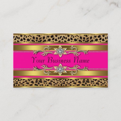 Customizable Hot Pink Leopard Business Cards