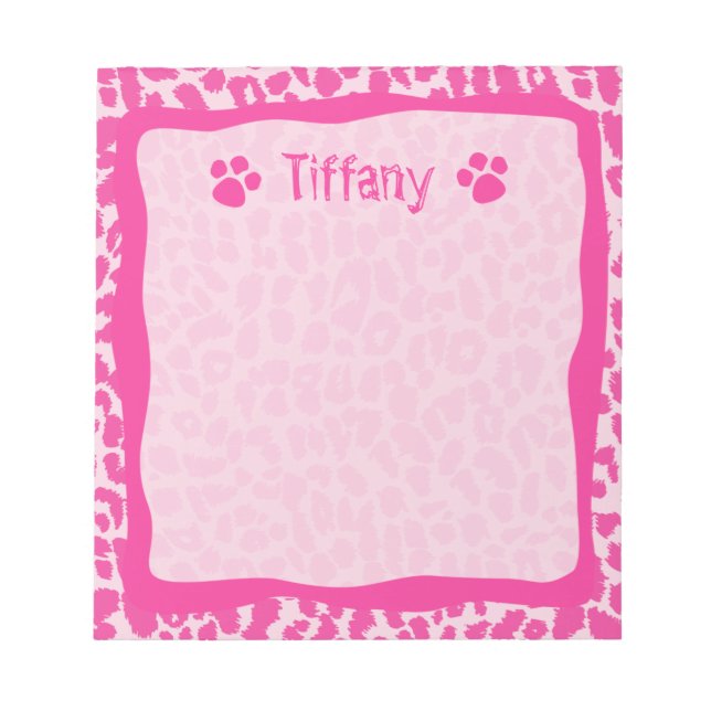 Hot Pink Leopard Cheetah Customizable Notepad (Front)