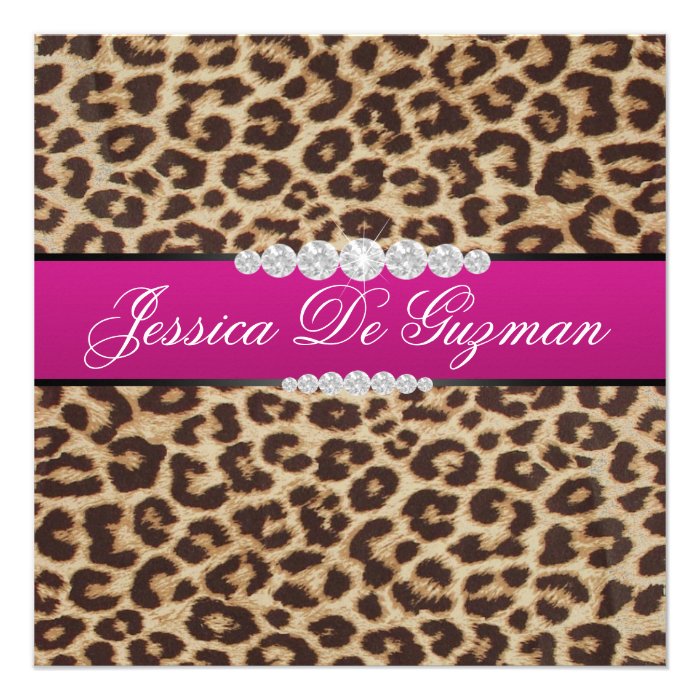 Hot pink Leopard Debut Custom Invites