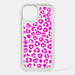 Hot Pink Leopard Heart Pattern iPhone 15 Case