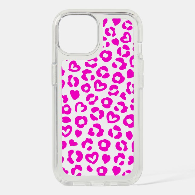Hot Pink Leopard Heart Pattern Speck iPhone Case (Front)