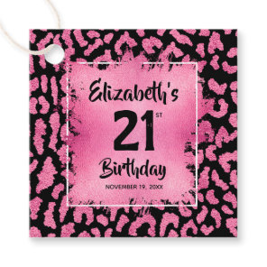 Hot Pink Leopard Print 21st Birthday Personalized Favor Tags