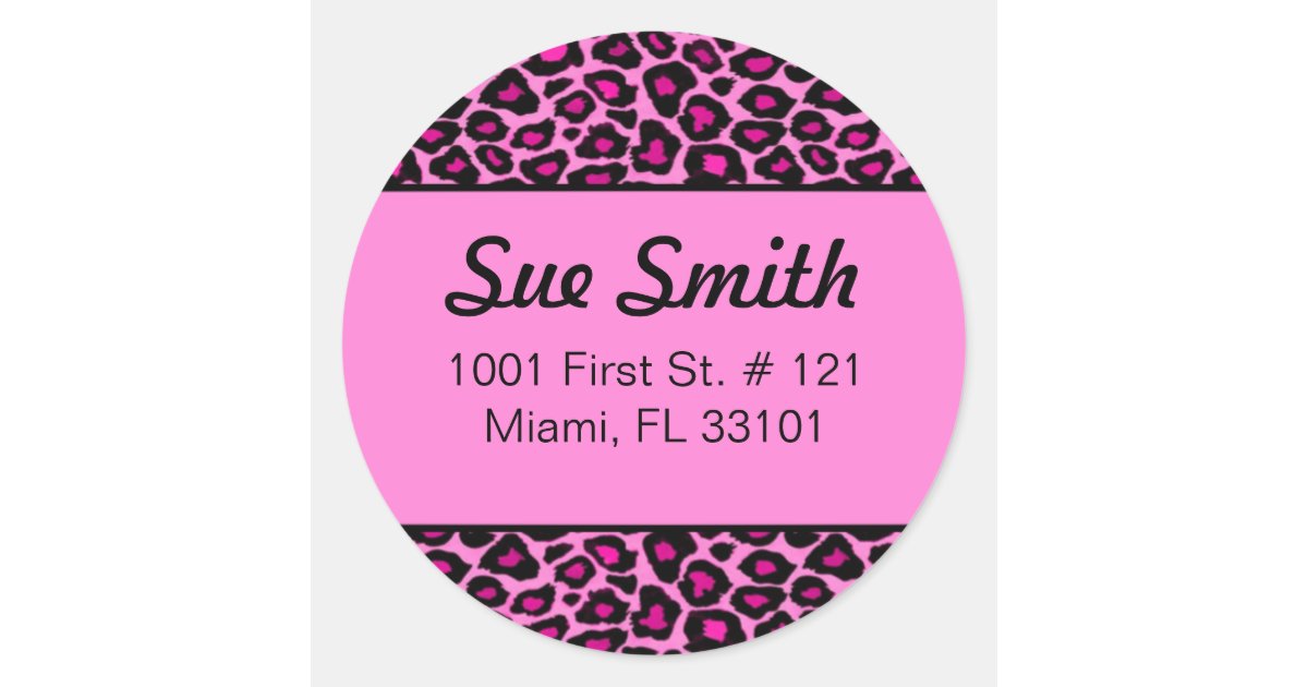 Hot pink leopard print address labels (#LABL 018) | Zazzle