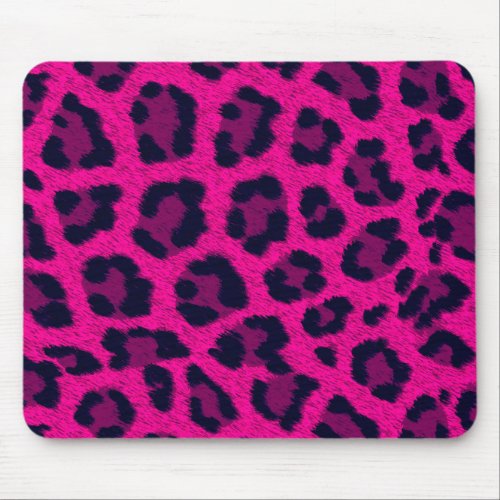 Hot Pink Leopard Print Animal Fur Pattern Mouse Pad