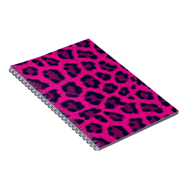 Hot Pink Leopard Print Animal Pattern Notebook (Right Side)