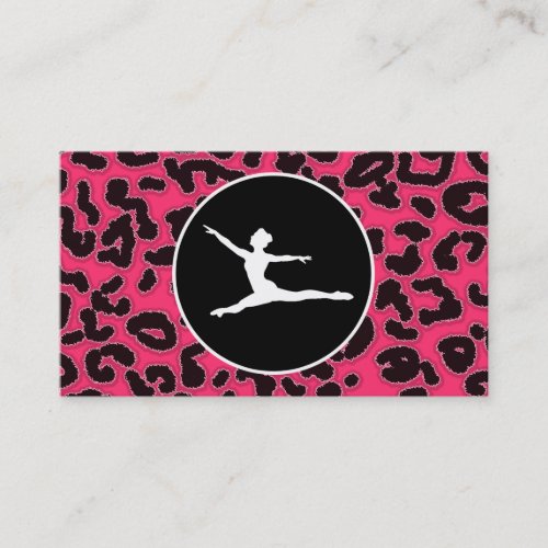 Hot Pink Leopard Print Ballet Dancer Business Card