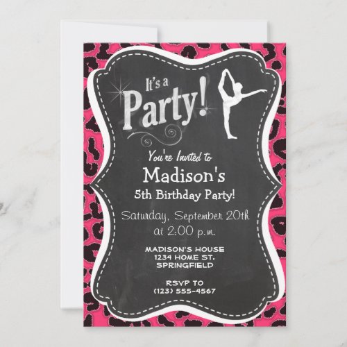 Hot Pink Leopard Print Ballet Dancer Invitation