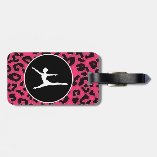 Hot Pink Leopard Print Ballet Dancer Luggage Tag