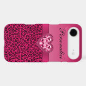 Hot Pink Leopard Print & Bling Heart Case-Mate iPhone Case (Back (Horizontal))