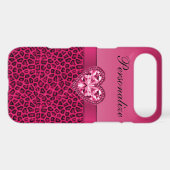 Hot Pink Leopard Print & Bling Heart Case-Mate iPhone Case (Back (Horizontal))