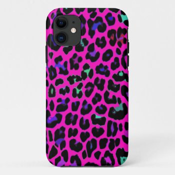 Hot Pink Leopard Print Iphone 11 Case by OrganicSaturation at Zazzle