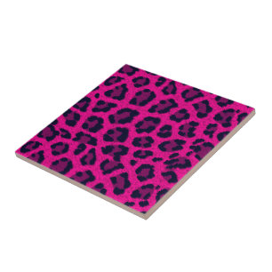 Hot Pink Leopard Print Ceramic Tile