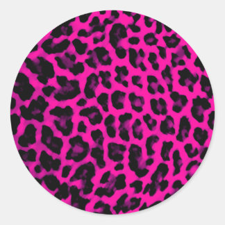 Hot Pink Leopard Print Classic Round Sticker