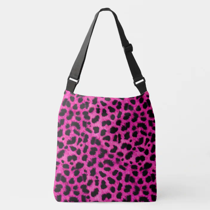 fluffy pink leopard print bag