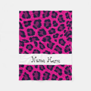 Hot Pink Leopard Print Custom Name Blanket