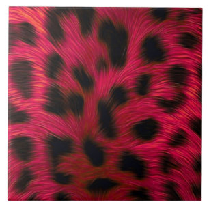 Hot Pink Leopard Print Faux Ceramic Tile