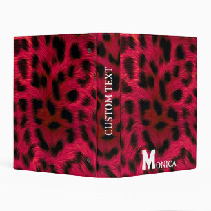 Hot Pink Leopard Print Faux Mini Binder