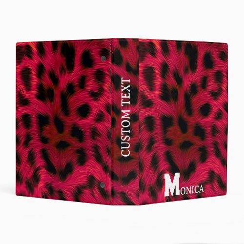 Hot Pink Leopard Print Faux Mini Binder