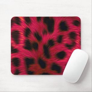 Hot Pink Leopard Print Faux Mouse Pad