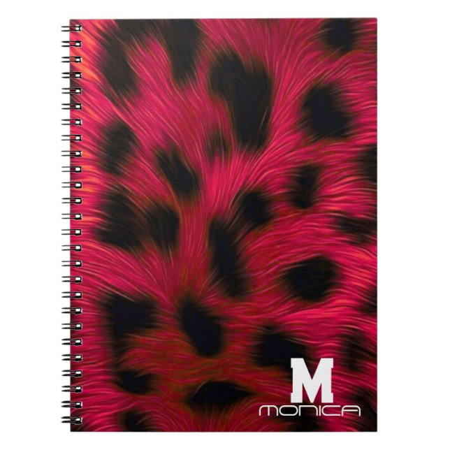 Hot Pink Leopard Print Faux  Notebook (Front)