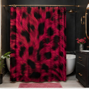 Hot Pink Leopard Print Faux Shower Curtain