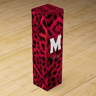 Hot Pink Leopard Print Faux Wine Box