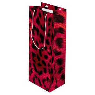 Hot Pink Leopard Print Faux Wine Gift Bag
