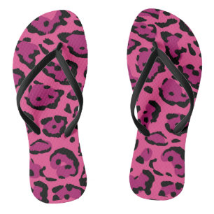 Hot Pink Leopard Print Flip Flops