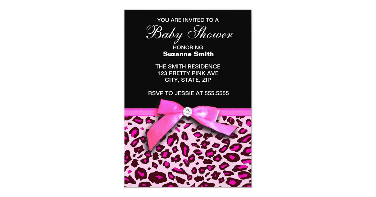 Animal Print Baby Girl Shower Invitations 4