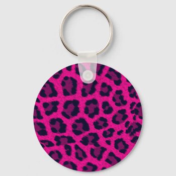 Hot Pink Leopard Print  Keychain by macdesigns2 at Zazzle