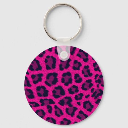 Hot Pink Leopard Print  Keychain