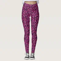 Opaque Leopard Print Leggings - Hot Pink