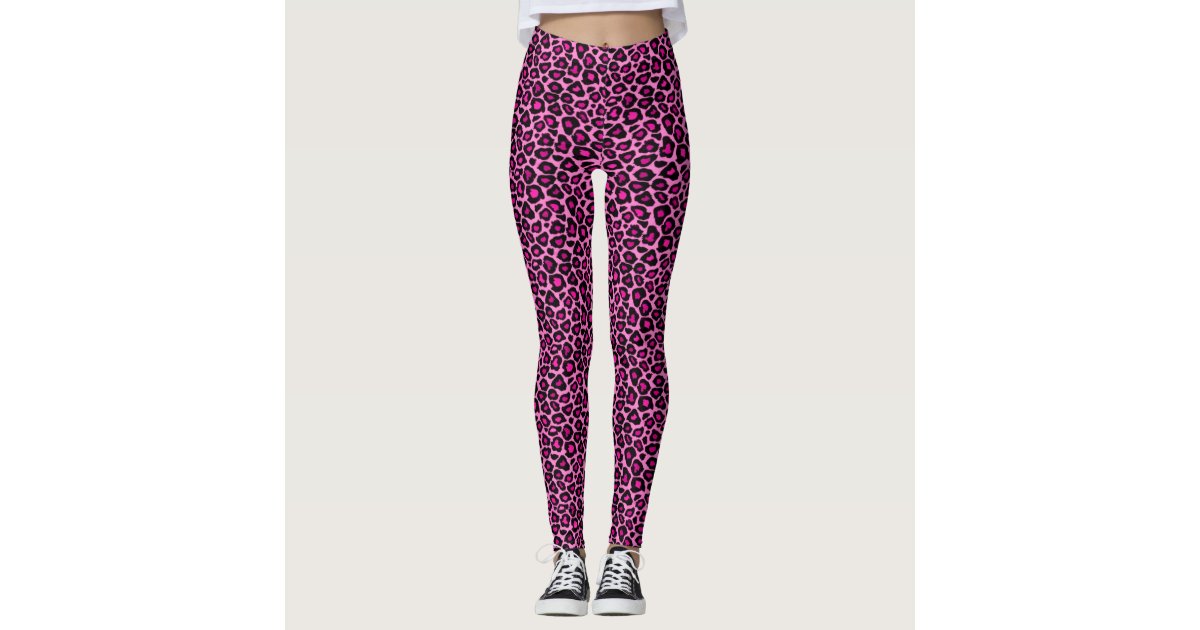 Hot Pink Leopard Print Leggings | Zazzle