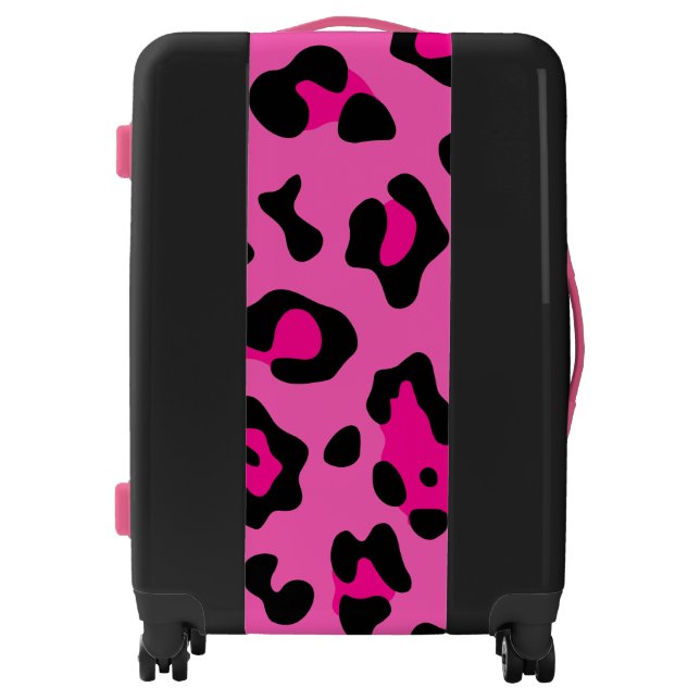 hot pink leopard print luggage (Front)