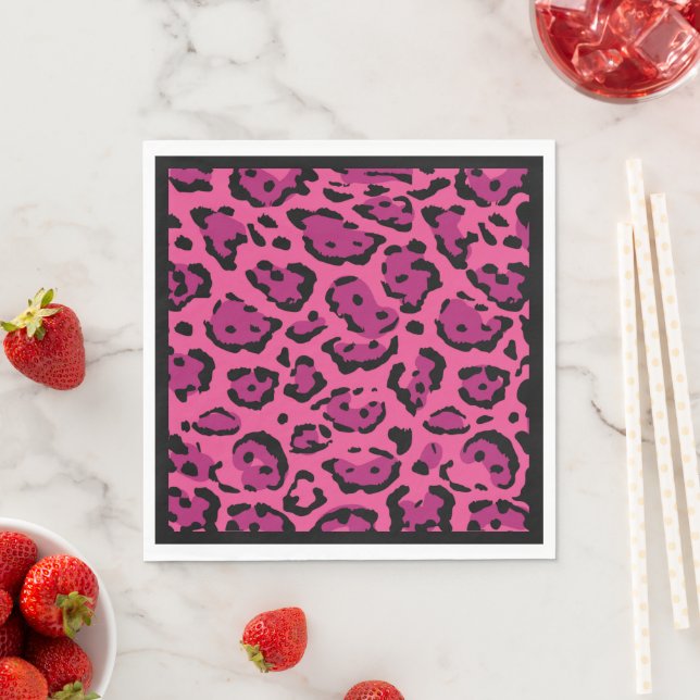 Hot Pink Leopard Print Luncheon  Napkins (Insitu)