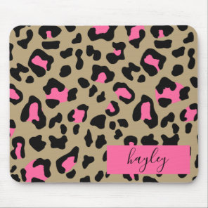 Hot Pink Leopard Print Personalized Mouse Pad