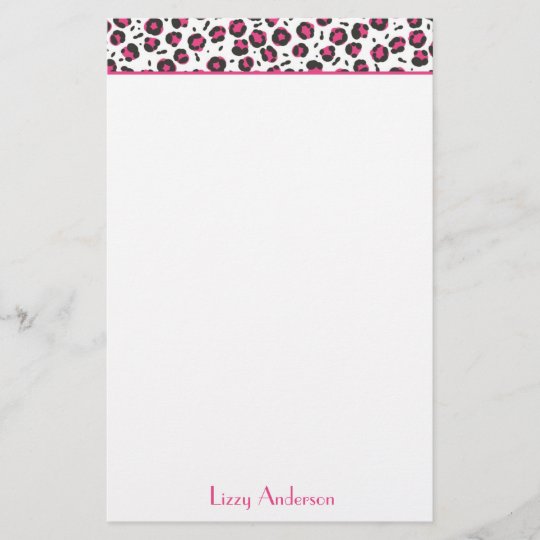Hot Pink Leopard Print Personalized Stationery | Zazzle.com