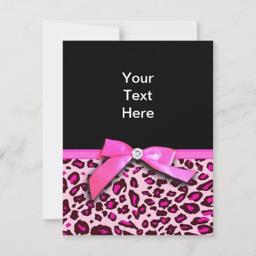 Hot pink leopard print ribbon bow graphic invite
