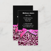 Hot pink leopard print ribbon bow graphic business card (Front/Back)