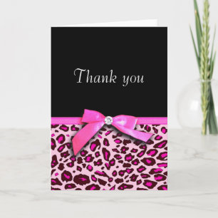 Hot pink leopard print ribbon bow-look Thank you