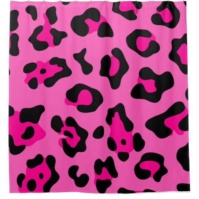 hot pink leopard print shower curtain (Front)