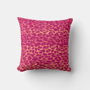 Hot Pink Leopard Print Skin Throw Pillow