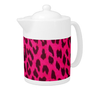 Hot Pink Leopard Print Teapot