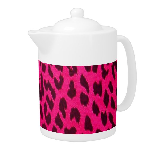 Hot Pink Leopard Print Teapot (Right)