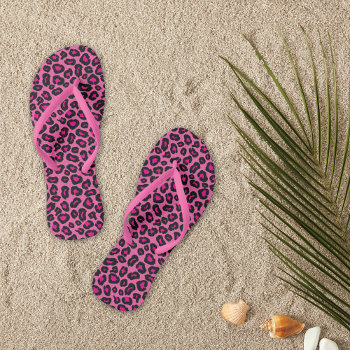 Hot Pink Leopard Spots Flip Flops by mangomoonstudio at Zazzle